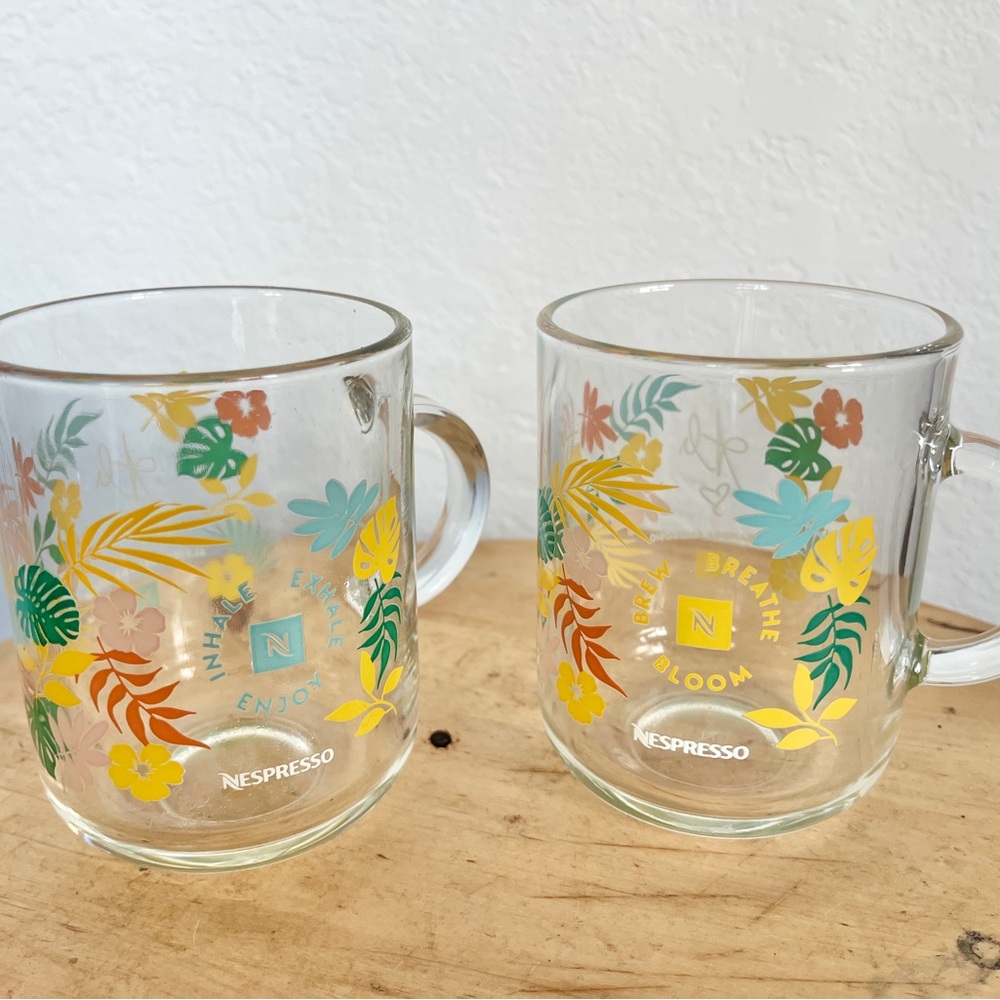 NESPRESSO X Alessandra Ambrosio Coffee Mug Glass Cup Limited Edition Set Of 2
